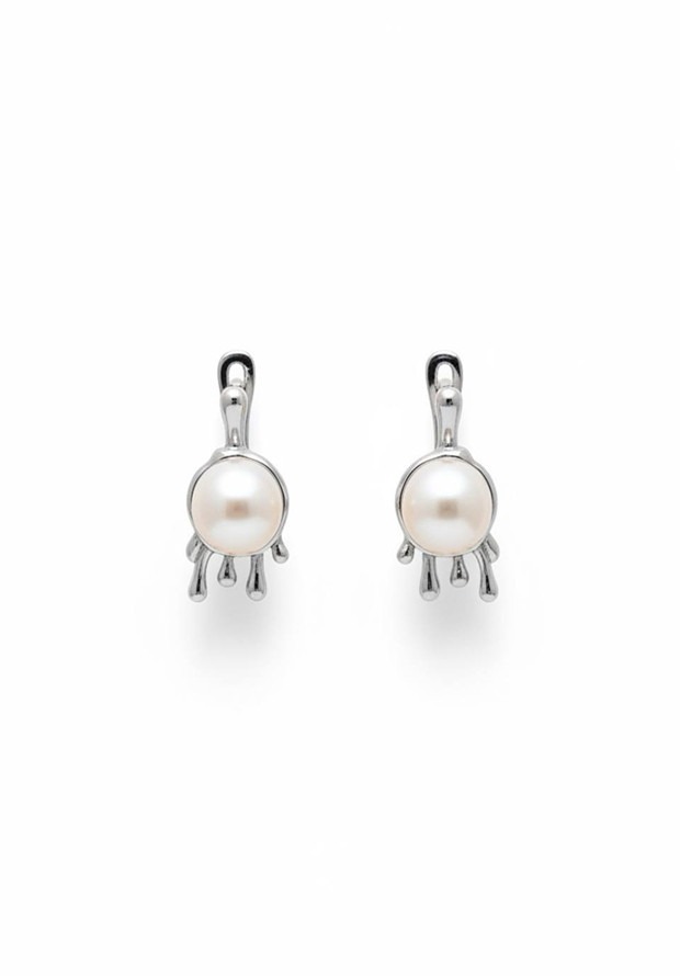 Серьги Pearl Classic Rhodium
